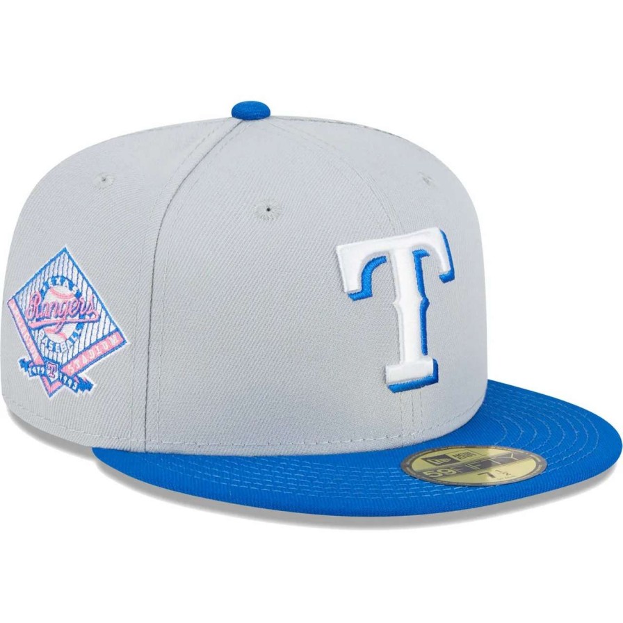 Texas Rangers Caps * | Men'S Texas Rangers New Era Gray/Blue Dolphin 59Fifty Fitted Hat