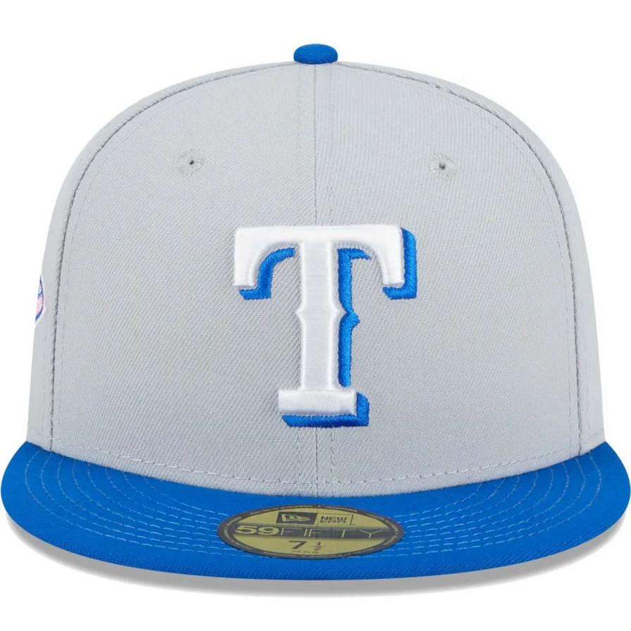 Texas Rangers Caps * | Men'S Texas Rangers New Era Gray/Blue Dolphin 59Fifty Fitted Hat