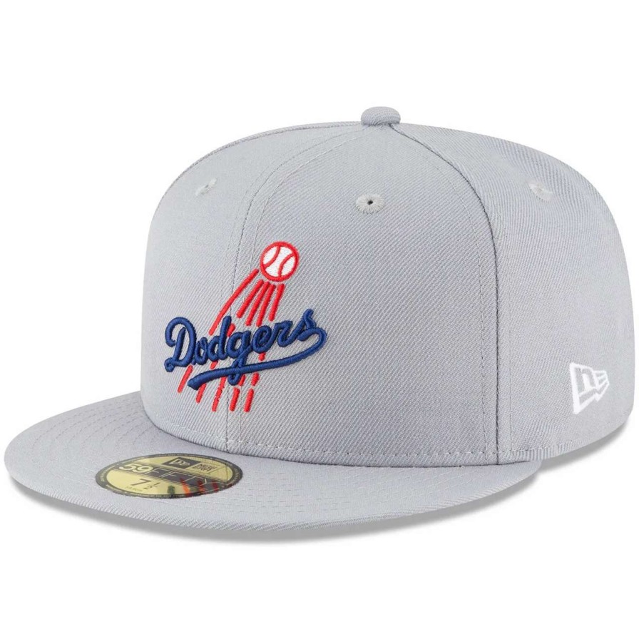 Los Angeles Dodgers Caps * | Men'S Los Angeles Dodgers New Era Gray Cooperstown Collection Logo 59Fifty Fitted Hat