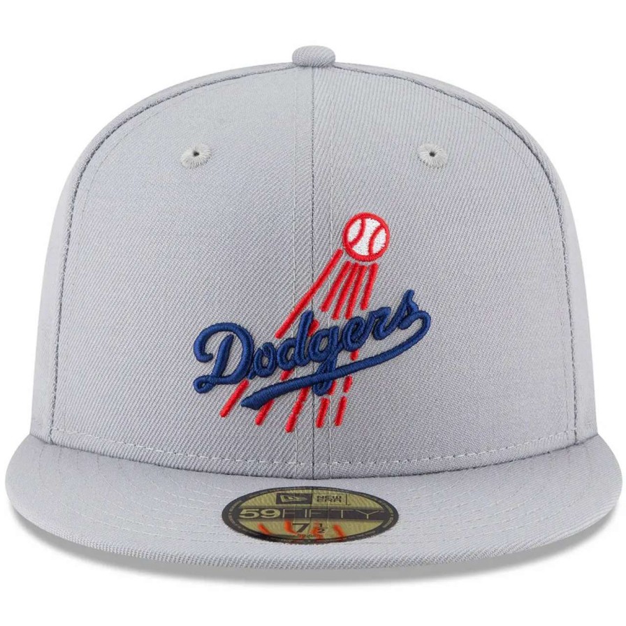 Los Angeles Dodgers Caps * | Men'S Los Angeles Dodgers New Era Gray Cooperstown Collection Logo 59Fifty Fitted Hat