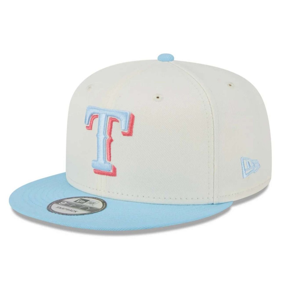 Texas Rangers Caps * | Men'S Texas Rangers New Era Cream/Light Blue Spring Basic Two-Tone 9Fifty Snapback Hat