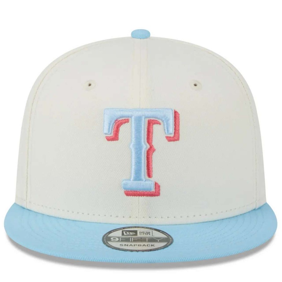 Texas Rangers Caps * | Men'S Texas Rangers New Era Cream/Light Blue Spring Basic Two-Tone 9Fifty Snapback Hat