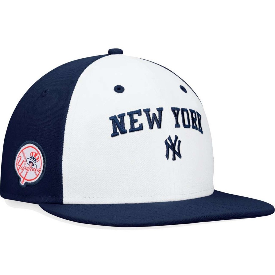 New York Yankees Caps * | Men'S New York Yankees Fanatics Branded White/Navy Iconic Color Blocked Fitted Hat