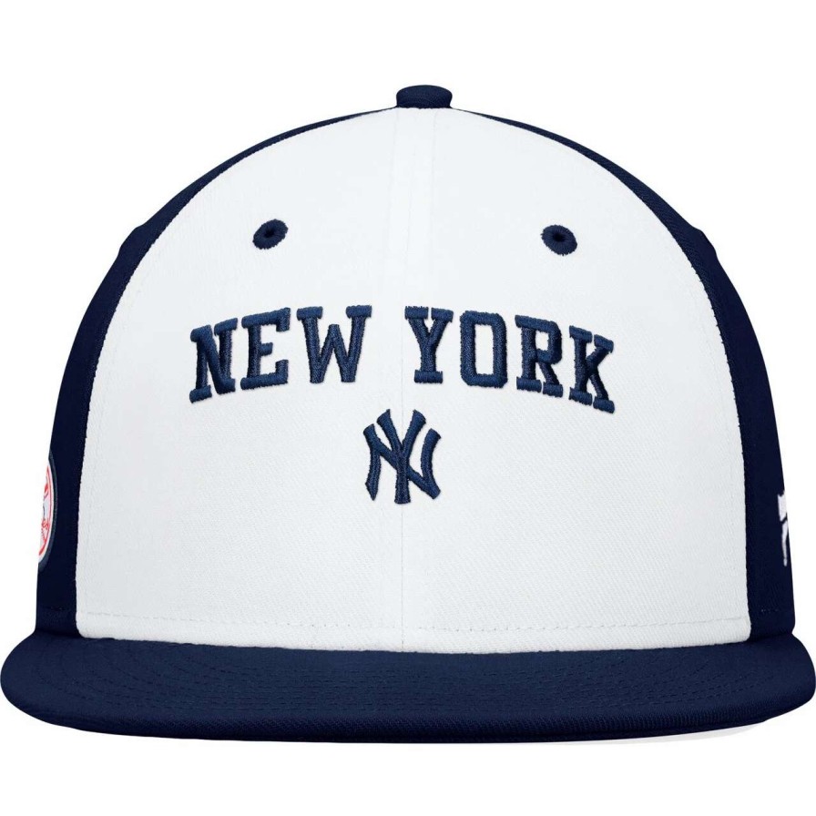 New York Yankees Caps * | Men'S New York Yankees Fanatics Branded White/Navy Iconic Color Blocked Fitted Hat