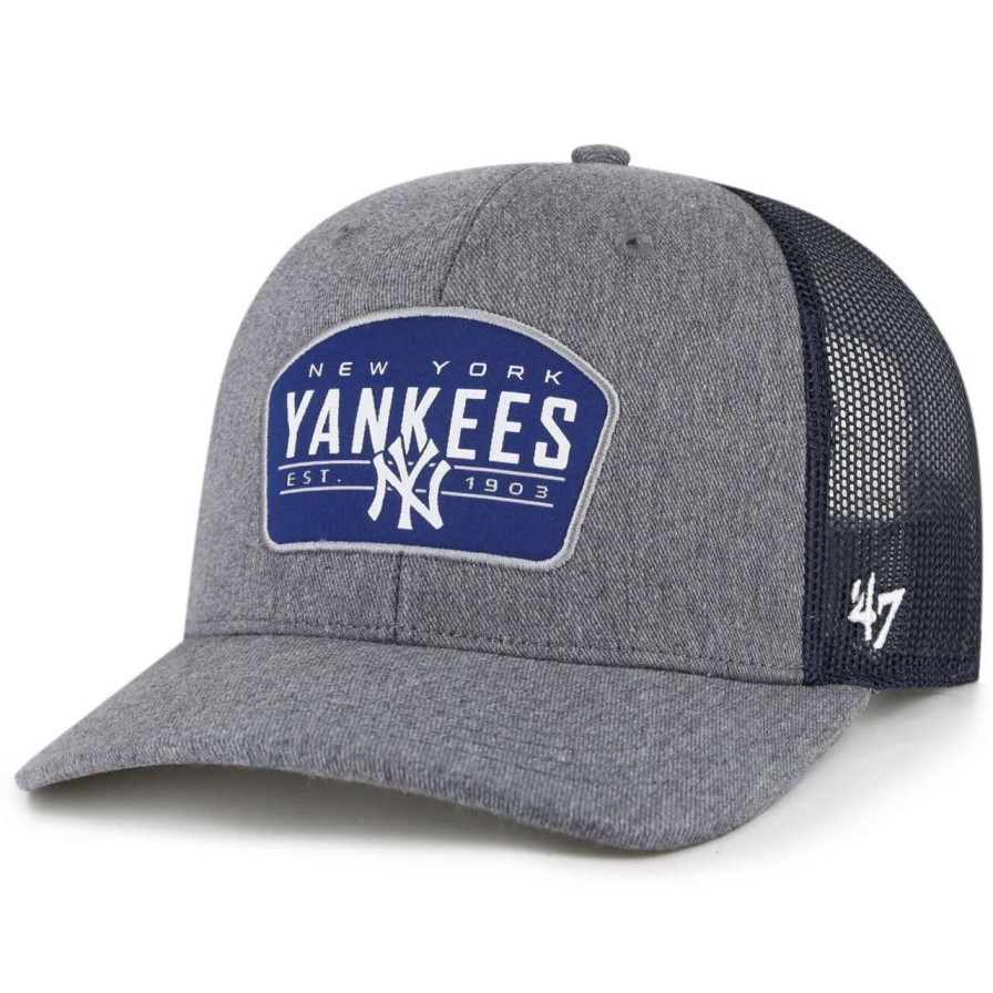 New York Yankees Caps * | Men'S New York Yankees '47 Charcoal/Navy Slate Trucker Snapback Hat