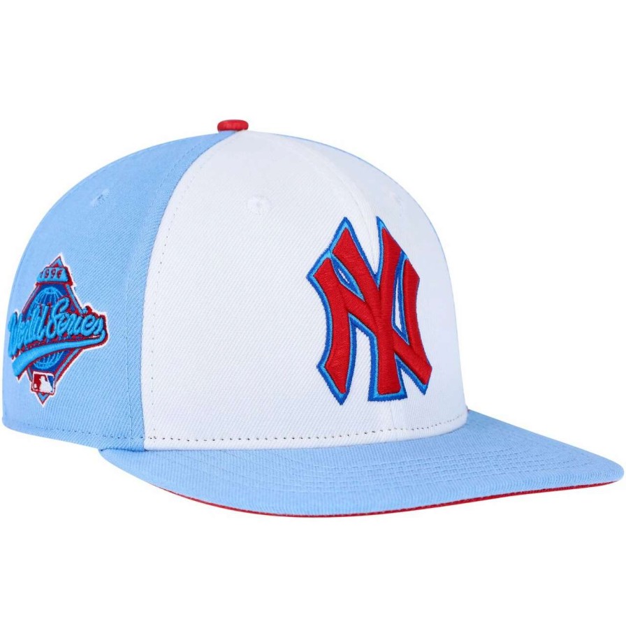 New York Yankees Caps * | Men'S New York Yankees Pro Standard White/Light Blue Blue Raspberry Ice Cream Drip Snapback Hat