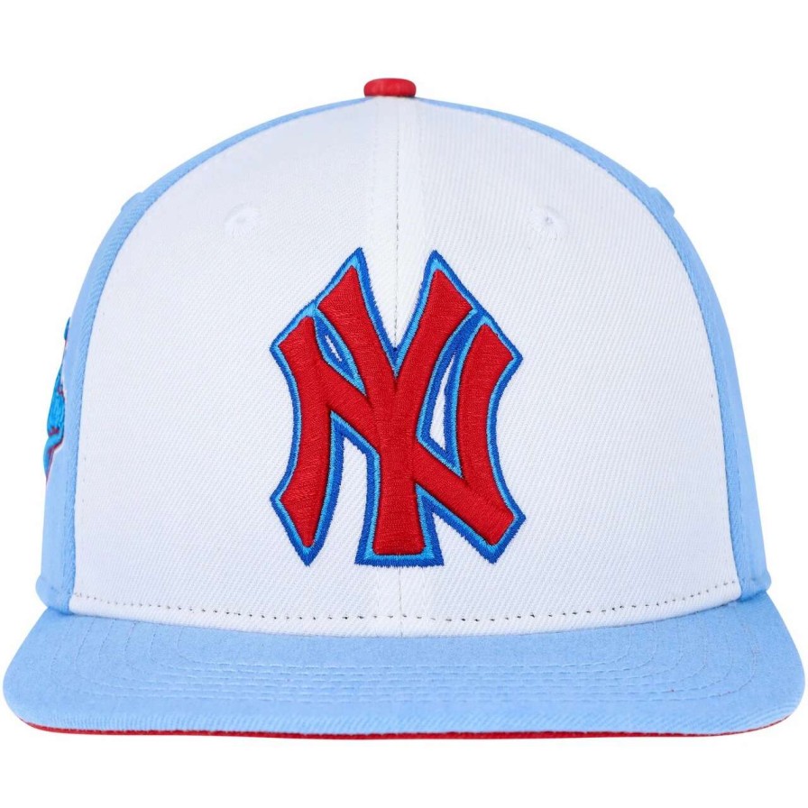 New York Yankees Caps * | Men'S New York Yankees Pro Standard White/Light Blue Blue Raspberry Ice Cream Drip Snapback Hat