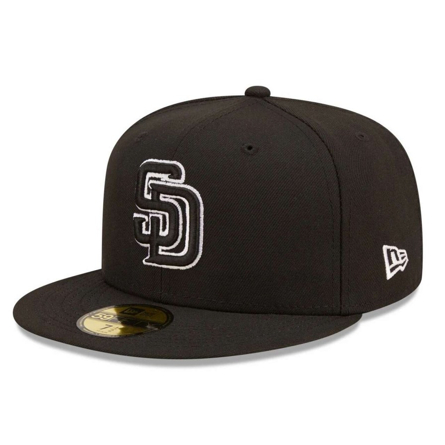 San Diego Padres Caps * | Men'S San Diego Padres New Era Black On Black Dub 59Fifty Fitted Hat