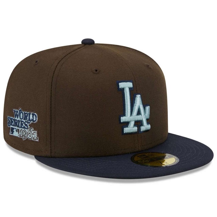 Los Angeles Dodgers Caps * | Men'S Los Angeles Dodgers New Era Brown/Navy 1981 World Series Walnut 9Fifty Fitted Hat