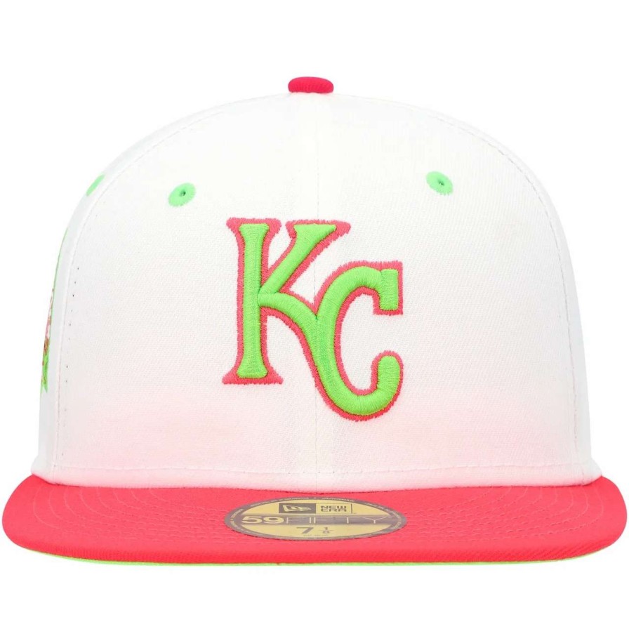 Kansas City Royals Caps * | Men'S Kansas City Royals New Era White/Coral 40Th Anniversary Strawberry Lolli 59Fifty Fitted Hat