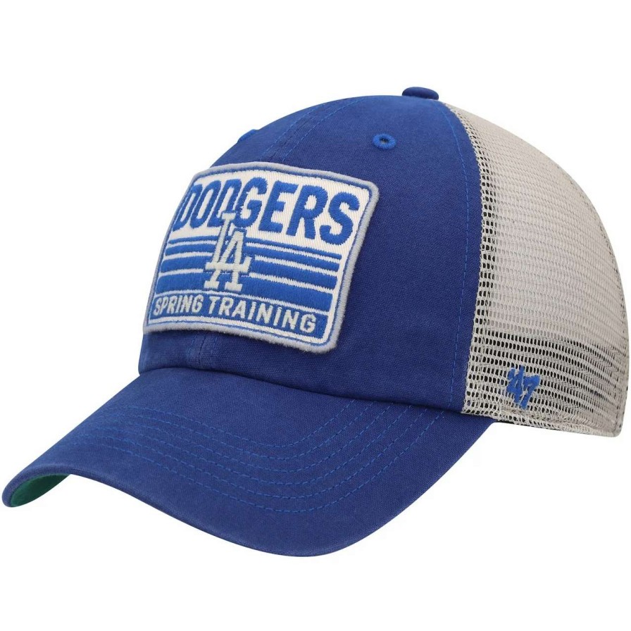 Los Angeles Dodgers Caps * | Men'S Los Angeles Dodgers '47 Royal/Tan Four Stroke Clean Up Trucker Snapback Hat