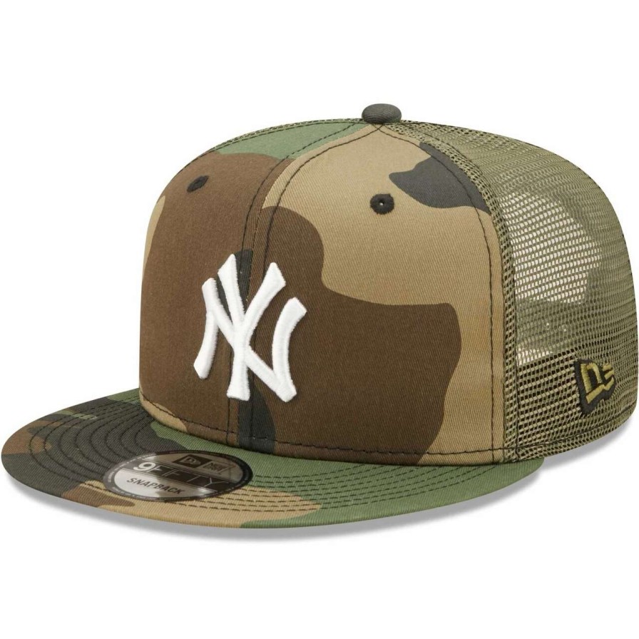 New York Yankees Caps * | Men'S New York Yankees New Era Camo Trucker 9Fifty Snapback Hat