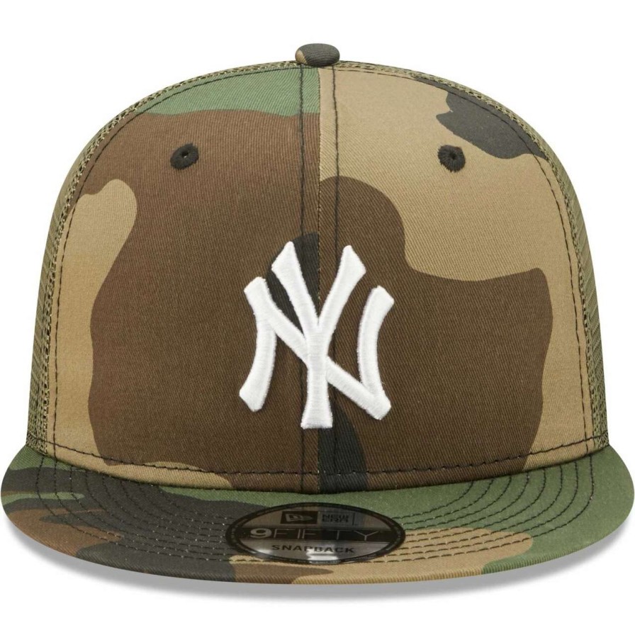 New York Yankees Caps * | Men'S New York Yankees New Era Camo Trucker 9Fifty Snapback Hat