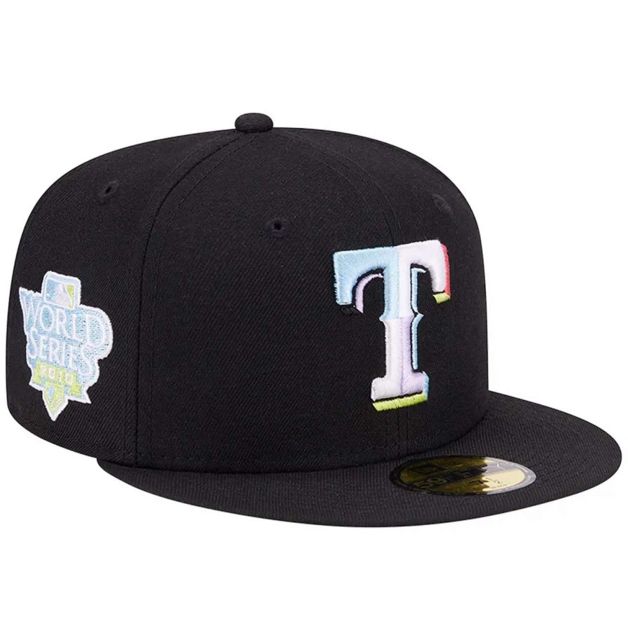 Texas Rangers Caps * | Men'S Texas Rangers New Era Black Multi-Color Pack 59Fifty Fitted Hat