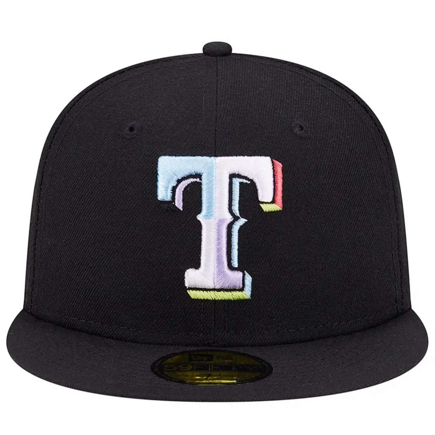 Texas Rangers Caps * | Men'S Texas Rangers New Era Black Multi-Color Pack 59Fifty Fitted Hat