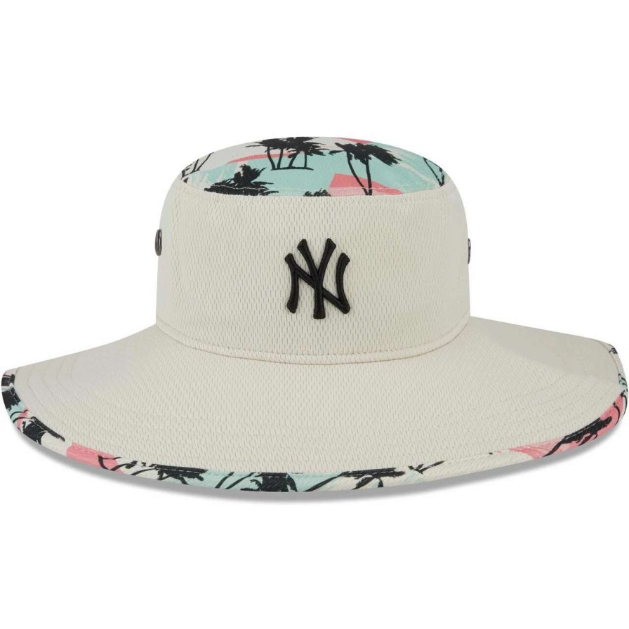 New York Yankees Caps * | Men'S New York Yankees New Era Natural Retro Beachin' Bucket Hat