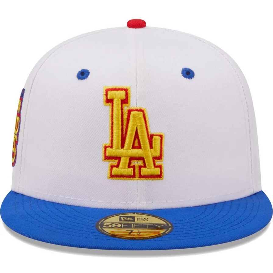 Los Angeles Dodgers Caps * | Men'S Los Angeles Dodgers New Era White/Royal 75Th World Series Cherry Lolli 59Fifty Fitted Hat