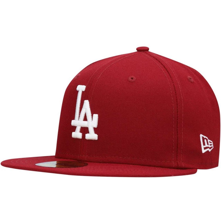 Los Angeles Dodgers Caps * | Men'S Los Angeles Dodgers New Era Cardinal White Logo 59Fifty Fitted Hat