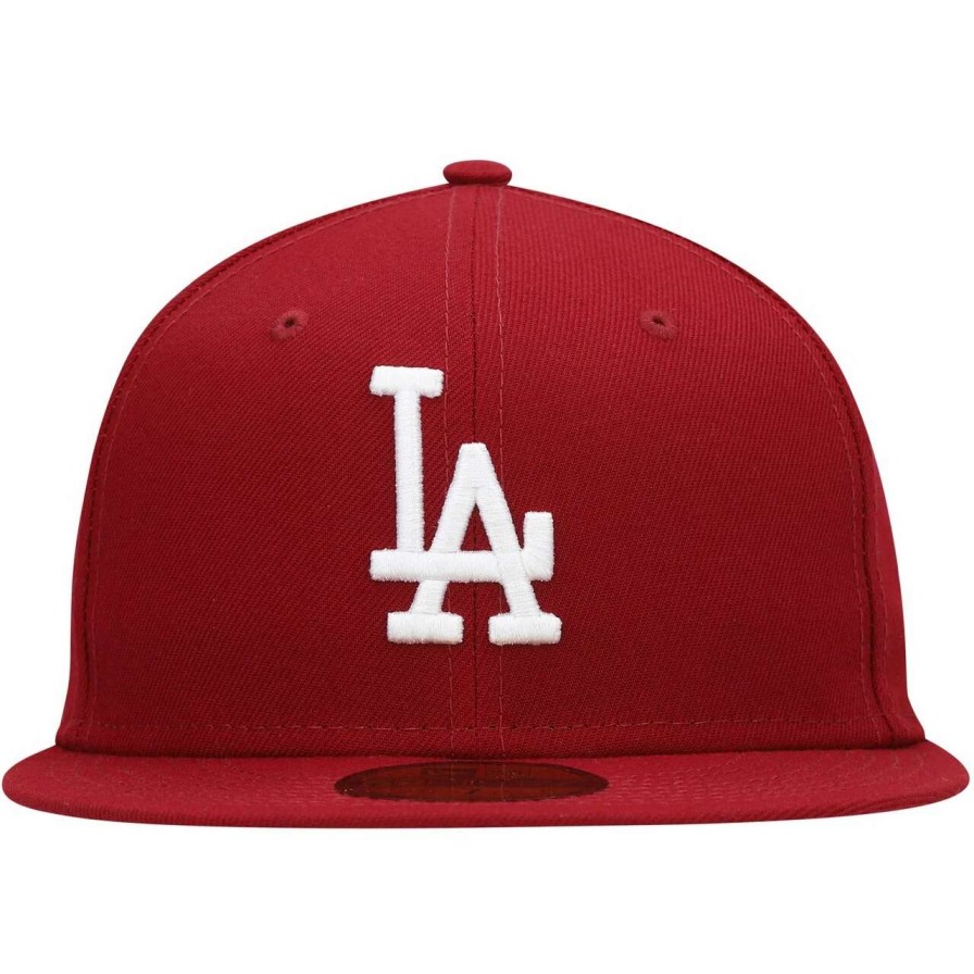 Los Angeles Dodgers Caps * | Men'S Los Angeles Dodgers New Era Cardinal White Logo 59Fifty Fitted Hat