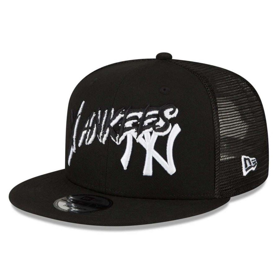 New York Yankees Caps * | Men'S New York Yankees New Era Black Street Trucker 9Fifty Snapback Hat