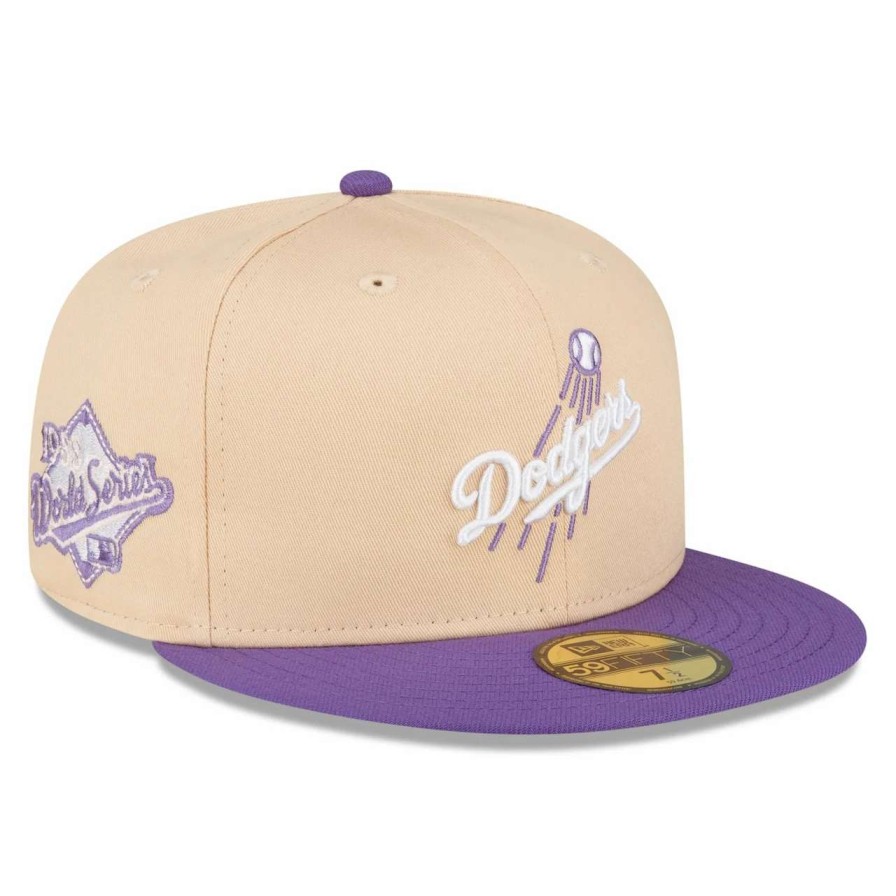 Los Angeles Dodgers Caps * | Men'S Los Angeles Dodgers New Era Peach/Purple 1988 World Series Side Patch 59Fifty Fitted Hat