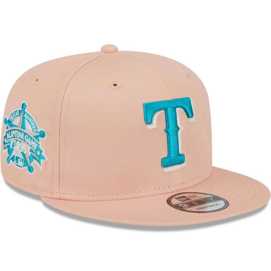 Texas Rangers Caps * | Men'S Texas Rangers New Era Pink Sky Aqua Undervisor 9Fifty Snapback Hat