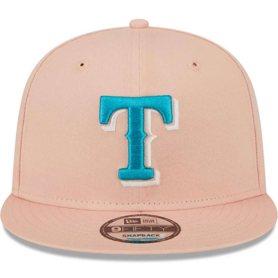 Texas Rangers Caps * | Men'S Texas Rangers New Era Pink Sky Aqua Undervisor 9Fifty Snapback Hat