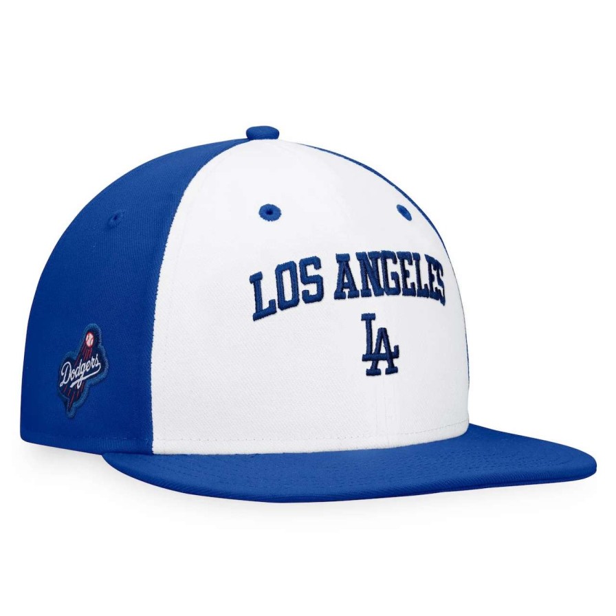 Los Angeles Dodgers Caps * | Men'S Los Angeles Dodgers Fanatics Branded White/Royal Iconic Color Blocked Fitted Hat