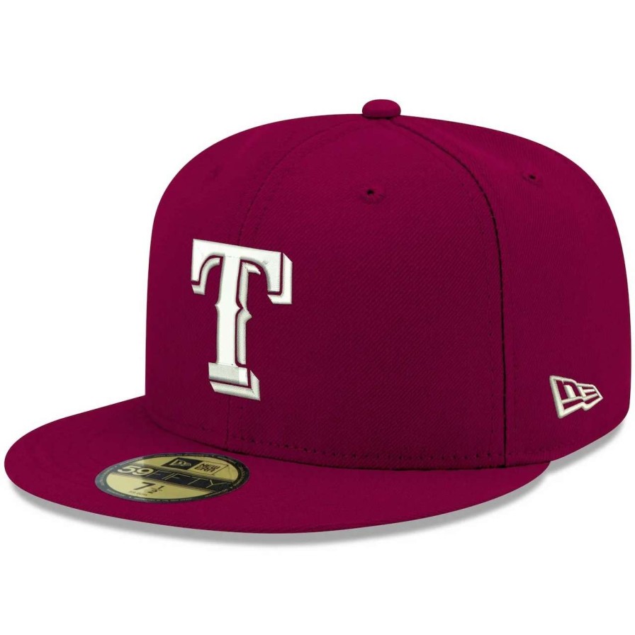 Texas Rangers Caps * | Men'S Texas Rangers New Era Cardinal White Logo 59Fifty Fitted Hat