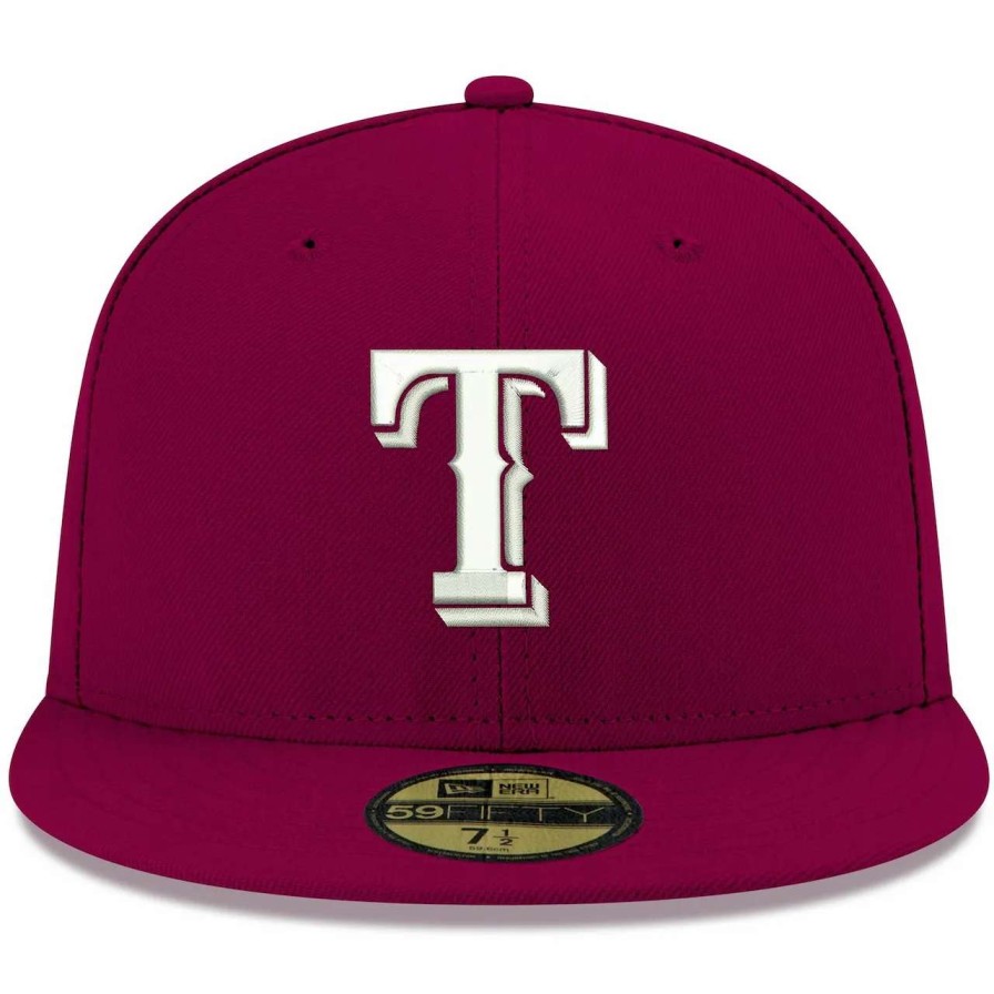 Texas Rangers Caps * | Men'S Texas Rangers New Era Cardinal White Logo 59Fifty Fitted Hat