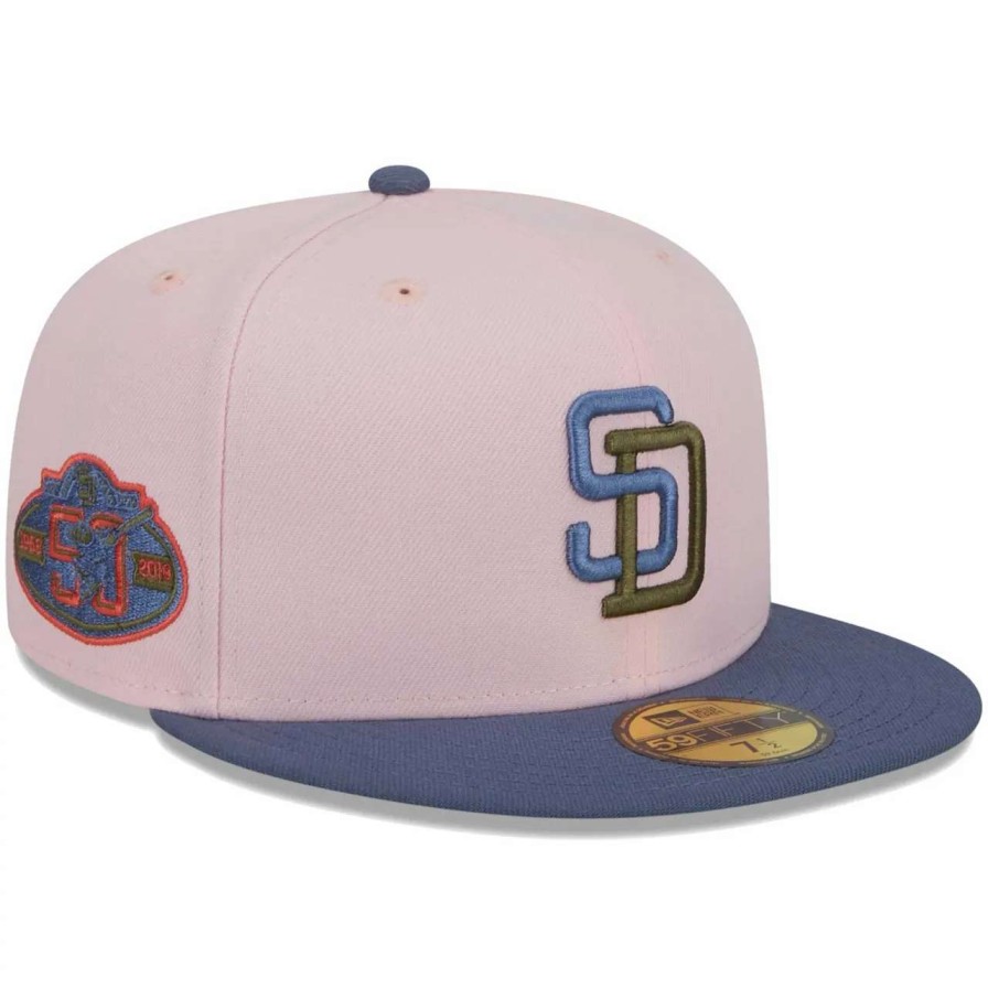 San Diego Padres Caps * | Men'S San Diego Padres New Era Pink/Blue Olive Undervisor 59Fifty Fitted Hat