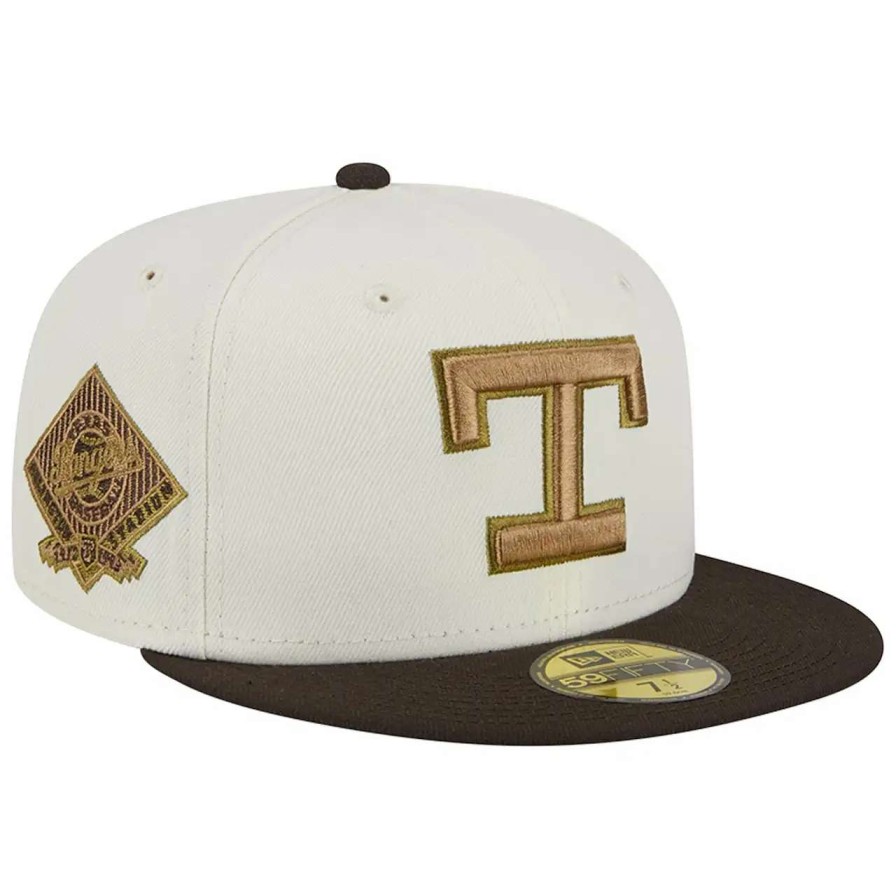 Texas Rangers Caps * | Men'S Texas Rangers New Era White/Brown Arlington Stadium 59Fifty Fitted Hat