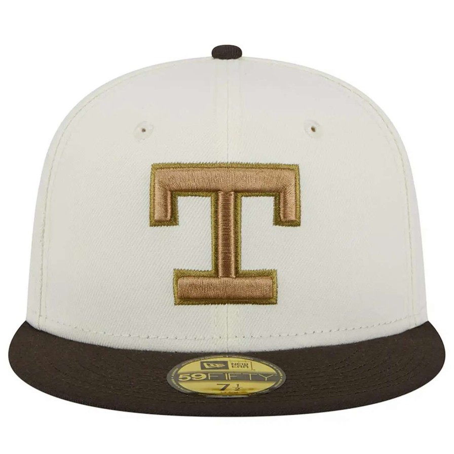 Texas Rangers Caps * | Men'S Texas Rangers New Era White/Brown Arlington Stadium 59Fifty Fitted Hat