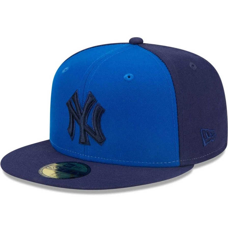 New York Yankees Caps * | Men'S New York Yankees New Era Blue Tri-Tone 59Fifty Fitted Hat