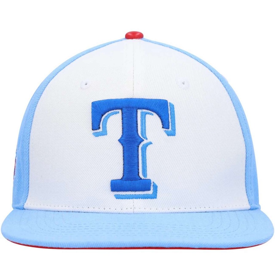 Texas Rangers Caps * | Men'S Texas Rangers Pro Standard White/Light Blue Blue Raspberry Ice Cream Drip Snapback Hat