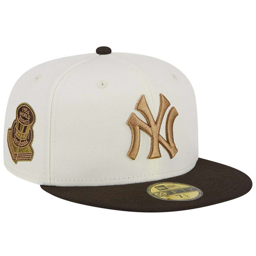 New York Yankees Caps * | Men'S New York Yankees New Era White/Brown 1956 World Series 59Fifty Fitted Hat