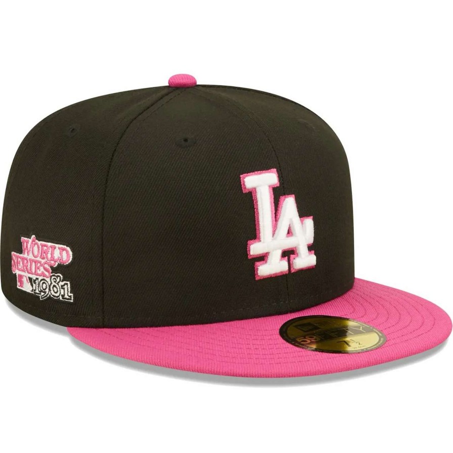 Los Angeles Dodgers Caps * | Men'S Los Angeles Dodgers New Era Black/Pink 1981 World Series Champions Passion 59Fifty Fitted Hat