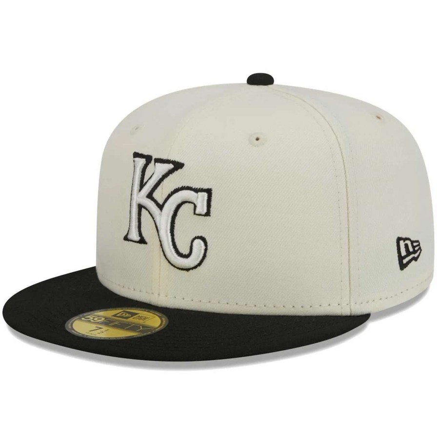 Kansas City Royals Caps * | Men'S Kansas City Royals New Era Stone/Black Chrome 59Fifty Fitted Hat