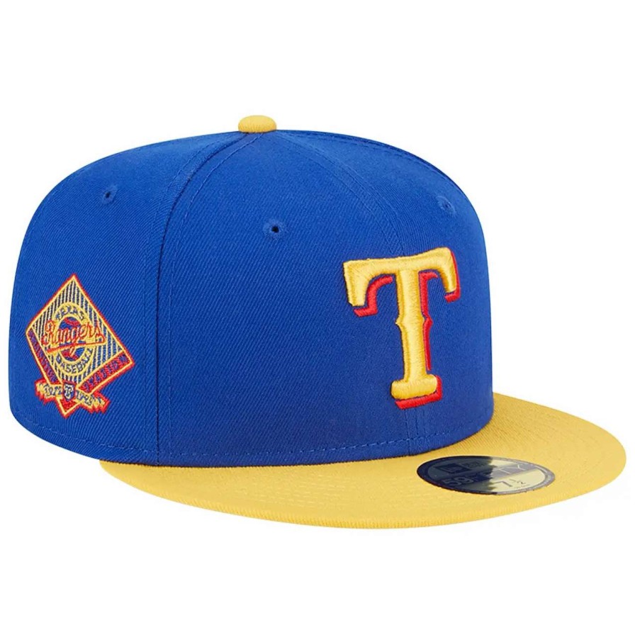 Texas Rangers Caps * | Men'S Texas Rangers New Era Royal/Yellow Empire 59Fifty Fitted Hat