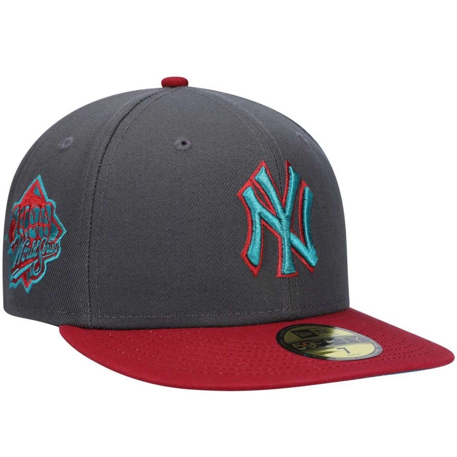 New York Yankees Caps * | Men'S New York Yankees New Era Graphite/Cardinal 1999 World Series Titlewave 59Fifty Fitted Hat