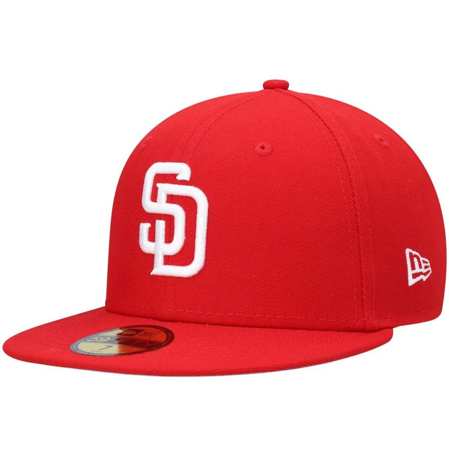 San Diego Padres Caps * | Men'S San Diego Padres New Era Red White Logo 59Fifty Fitted Hat