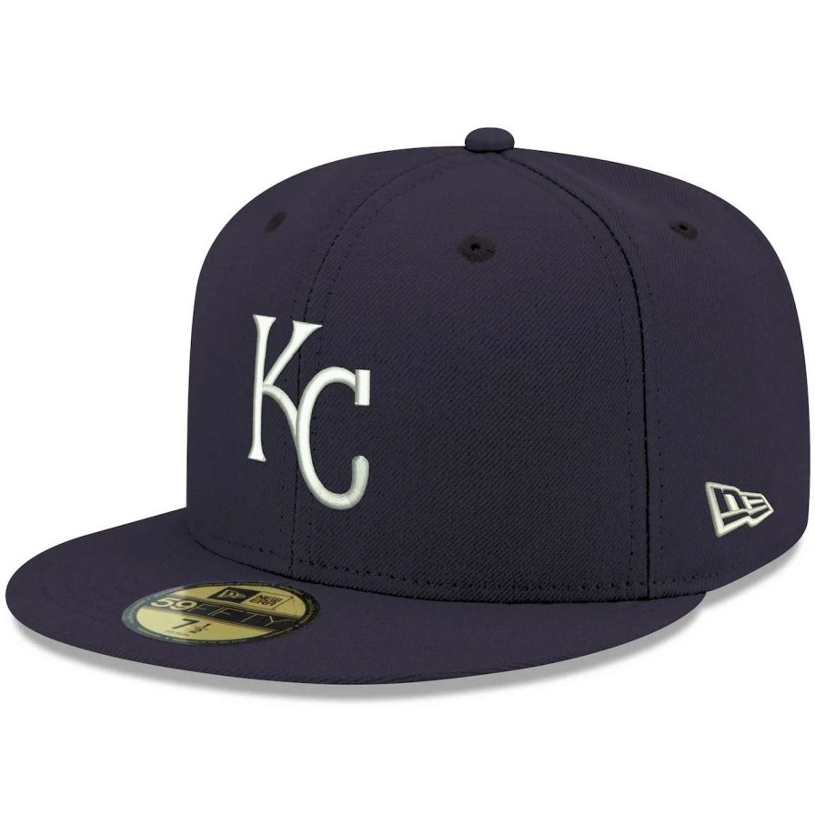 Kansas City Royals Caps * | Men'S Kansas City Royals New Era Navy White Logo 59Fifty Fitted Hat