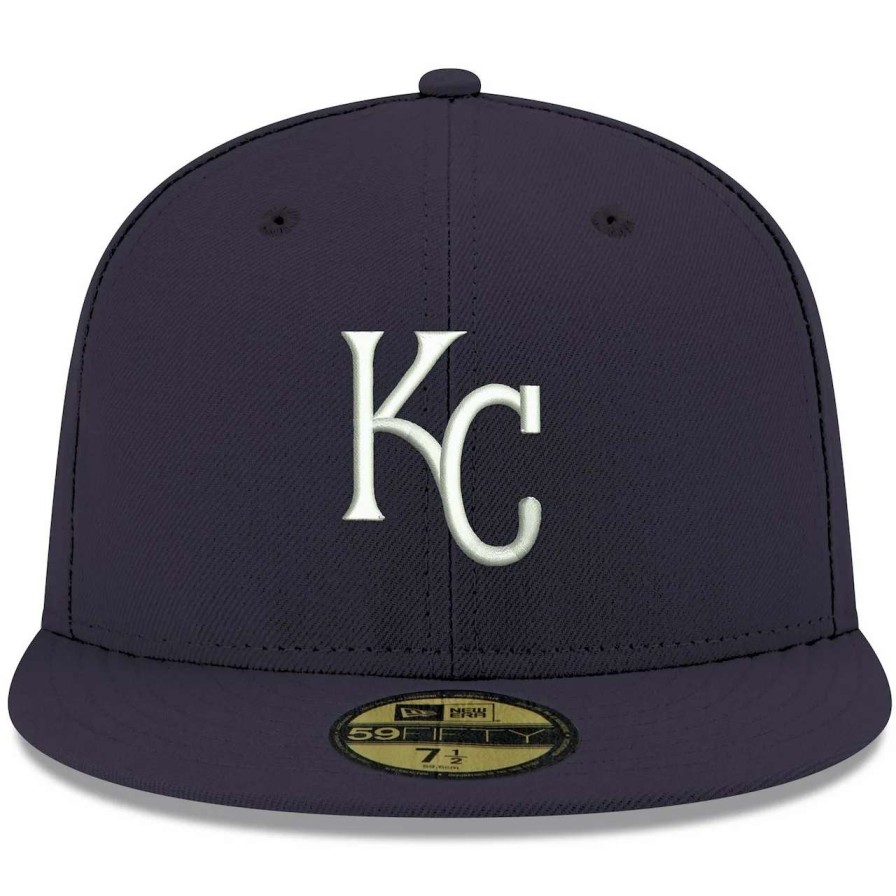 Kansas City Royals Caps * | Men'S Kansas City Royals New Era Navy White Logo 59Fifty Fitted Hat