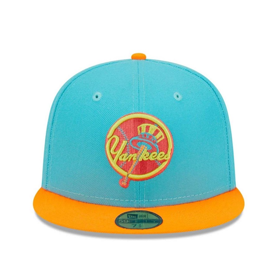 New York Yankees Caps * | Men'S New York Yankees New Era Blue/Orange Vice Highlighter 59Fifty Fitted Hat