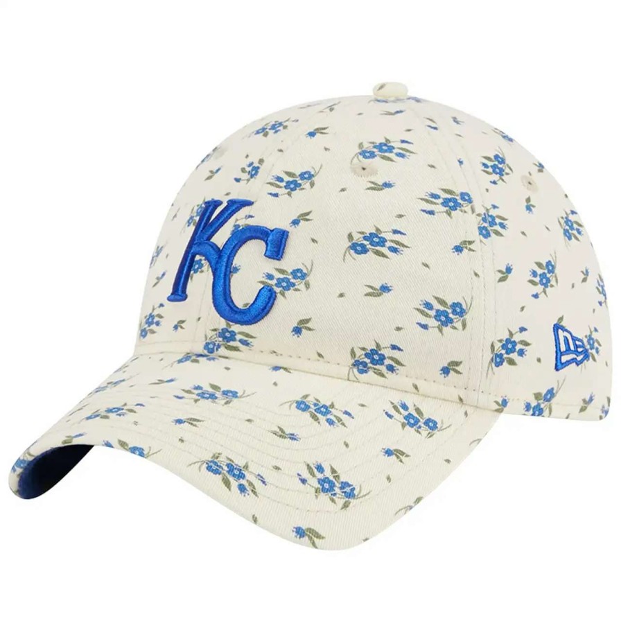 Kansas City Royals Caps * | Women'S Kansas City Royals New Era Cream Chrome Bloom 9Twenty Adjustable Hat