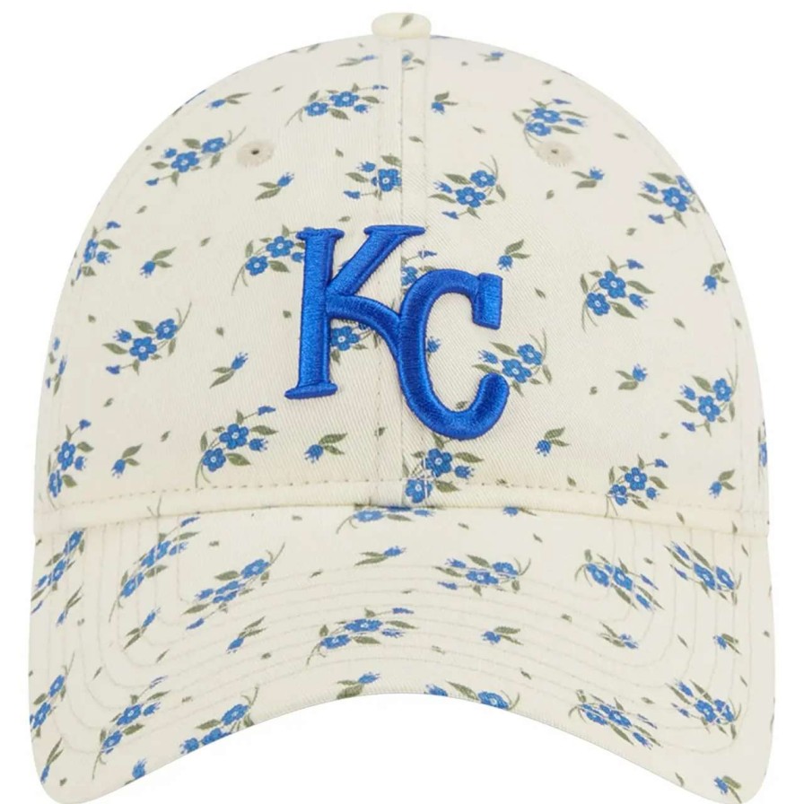 Kansas City Royals Caps * | Women'S Kansas City Royals New Era Cream Chrome Bloom 9Twenty Adjustable Hat