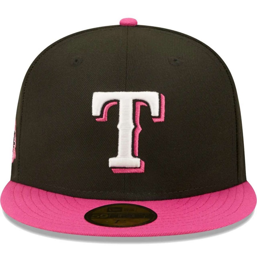 Texas Rangers Caps * | Men'S Texas Rangers New Era Black/Pink 2011 World Series Passion 59Fifty Fitted Hat