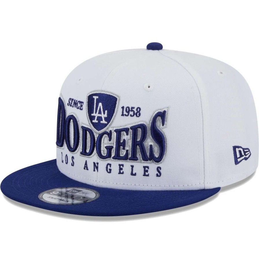 Los Angeles Dodgers Caps * | Men'S Los Angeles Dodgers New Era White/Royal Crest 9Fifty Snapback Hat