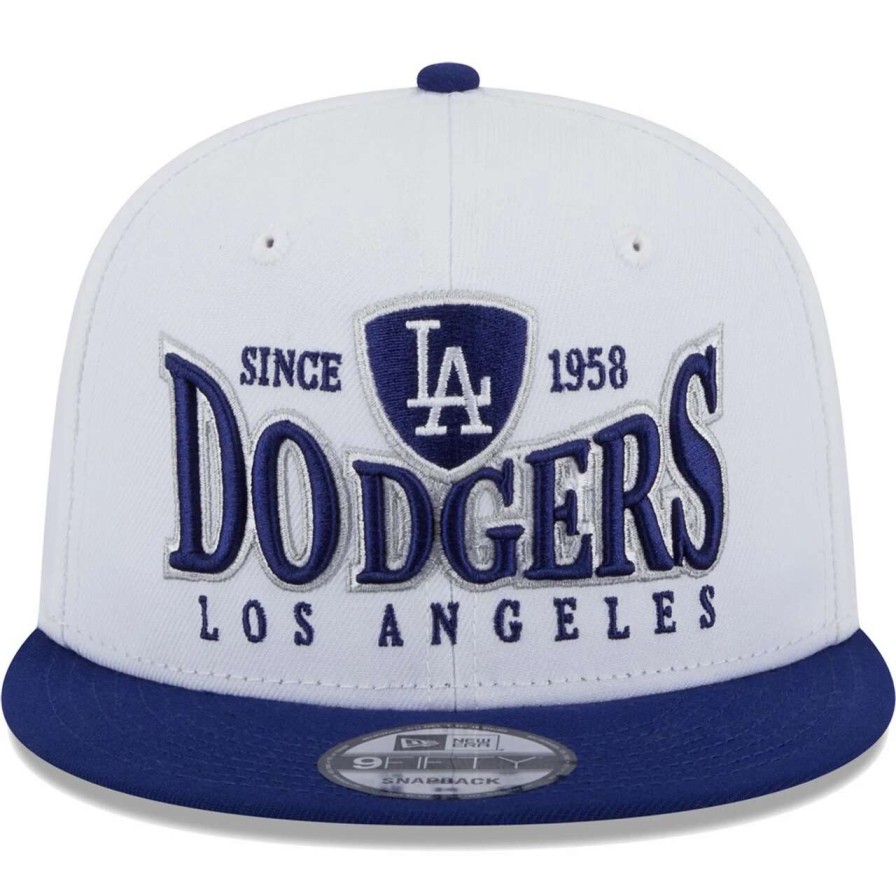 Los Angeles Dodgers Caps * | Men'S Los Angeles Dodgers New Era White/Royal Crest 9Fifty Snapback Hat