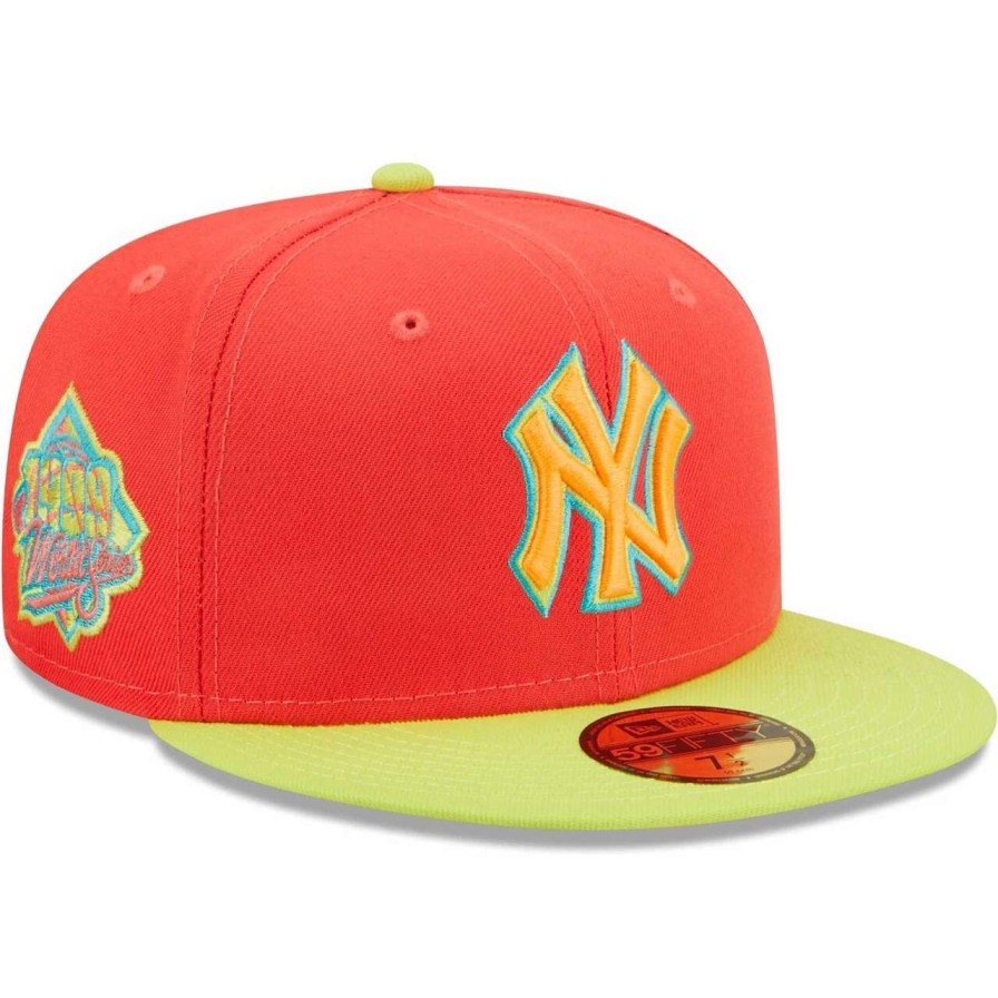 New York Yankees Caps * | Men'S New York Yankees New Era Red/Neon Green Lava Highlighter Combo 59Fifty Fitted Hat